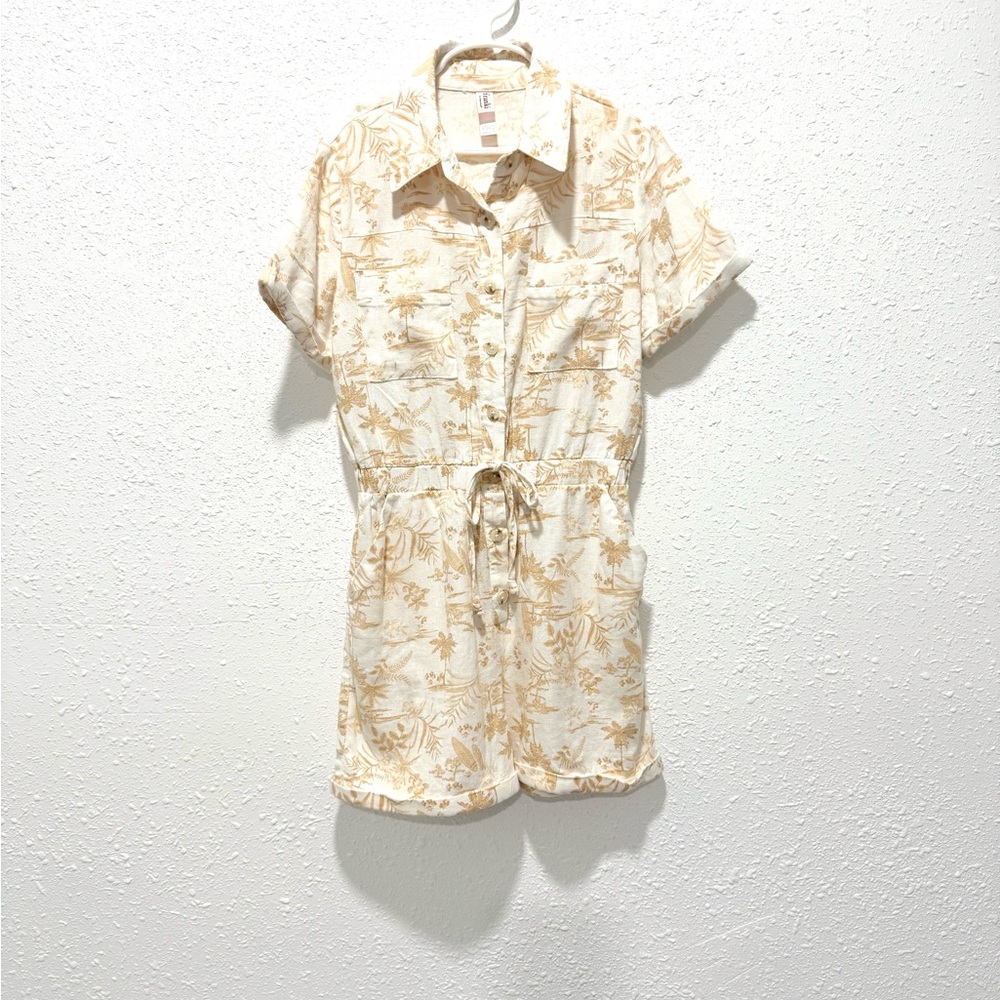 Franki linen‎ Floral Cream Kids Romper T10